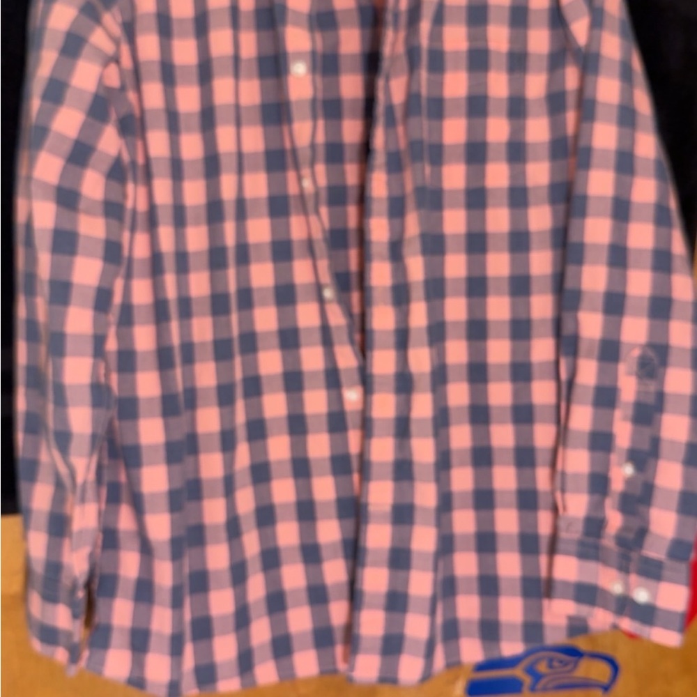 Goodthreads Pink and Blue Plaid Casual Button Down Shirt
